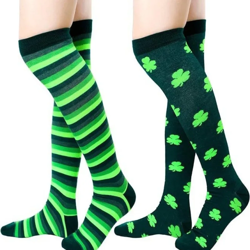 Halloween Striped Socks and Green Stockings for Women