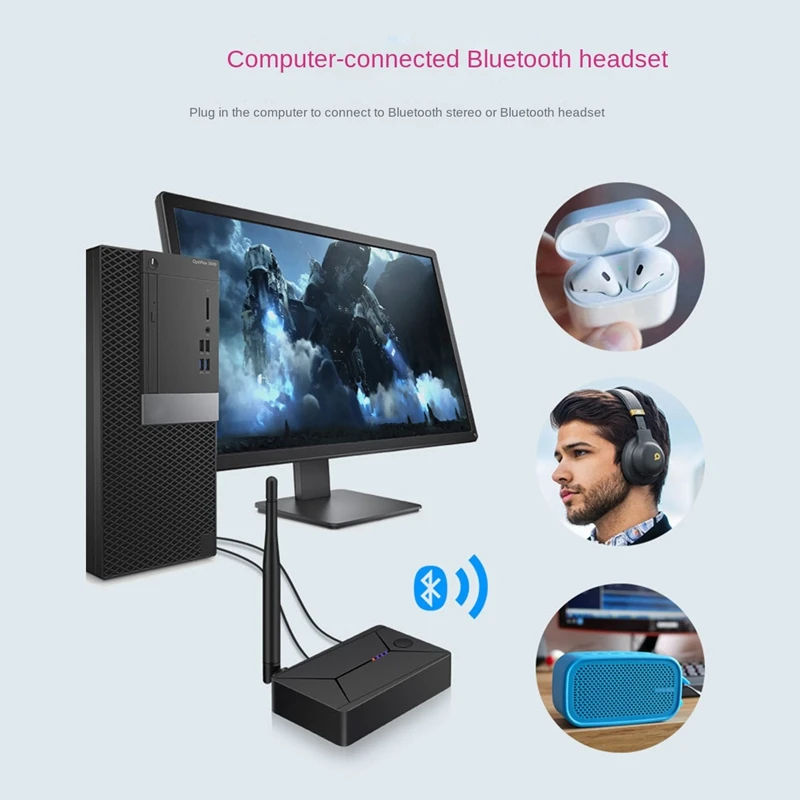 DC 5V Wireless Audio Bluetooth 5.0 Transmitter Adapter 3.5Mm Coaxial Optical Fiber Input for TV PC Earphone Headset-A22U