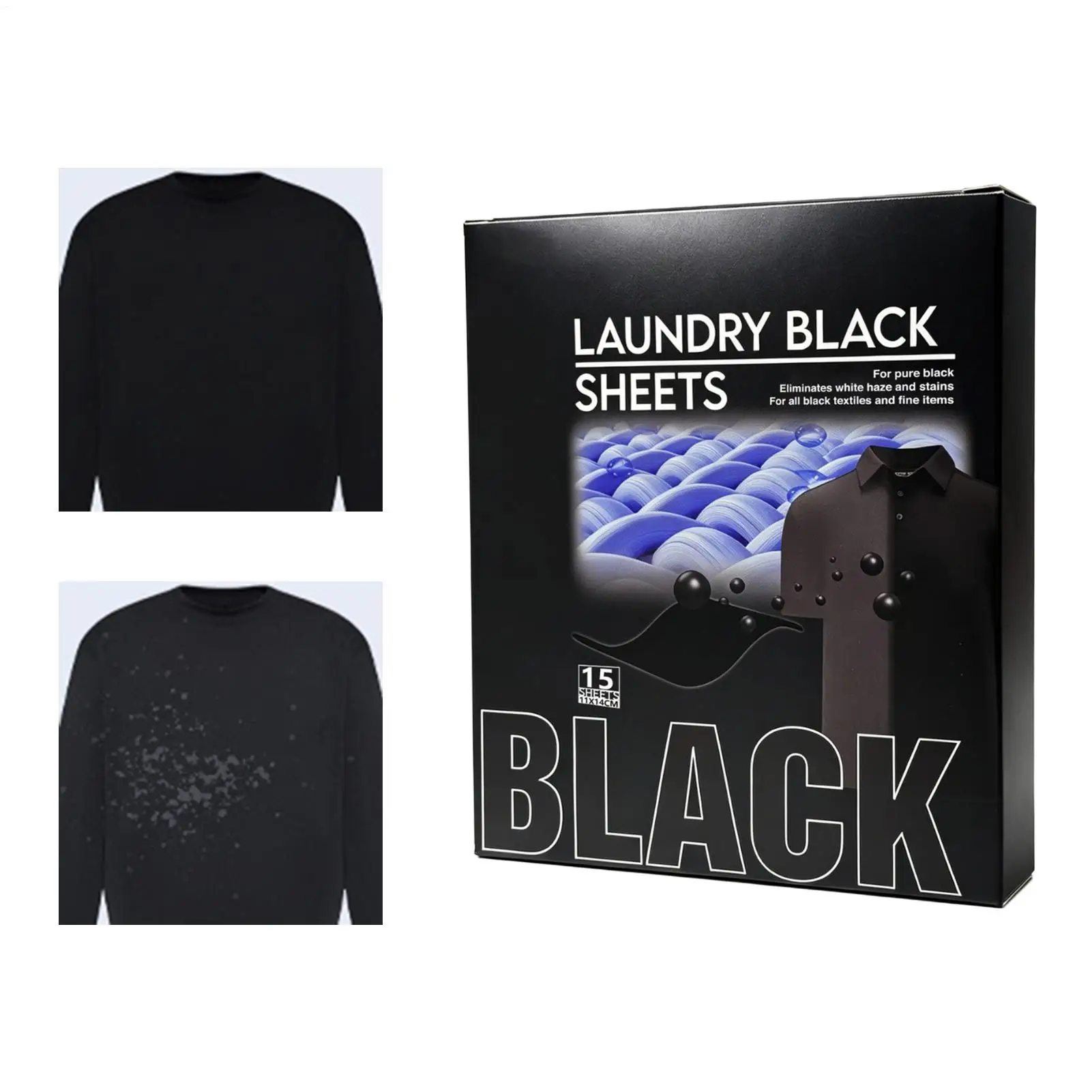15Pcs Gentle Black Clothes Dye Sheets Universal Fiber Color Protector For Washing Machine Home Dorm Apartment Travel Business view 3