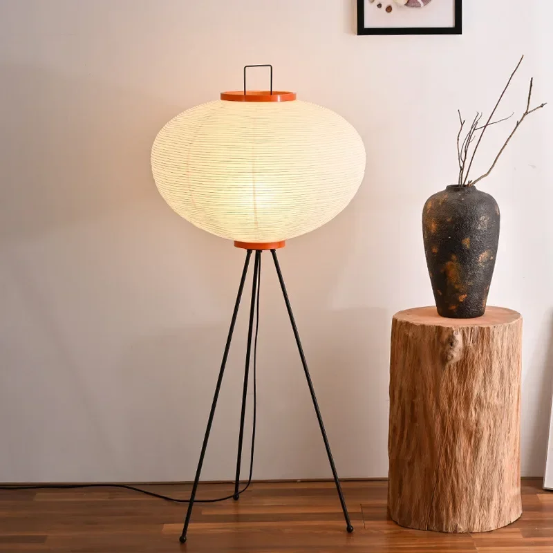 Japanese Noguchi Akari Rice Paper Floor Lamp Wabi Sabi Vintage Standing Light for Living Room Bedroom Home Decor Bedside E27