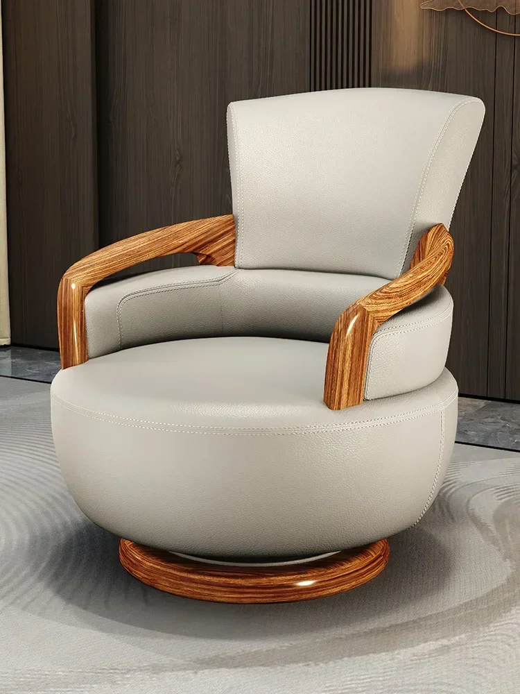 New Chinese Style Ugyen Wood 360 Degrees Rotating Leisure Wingback Chair