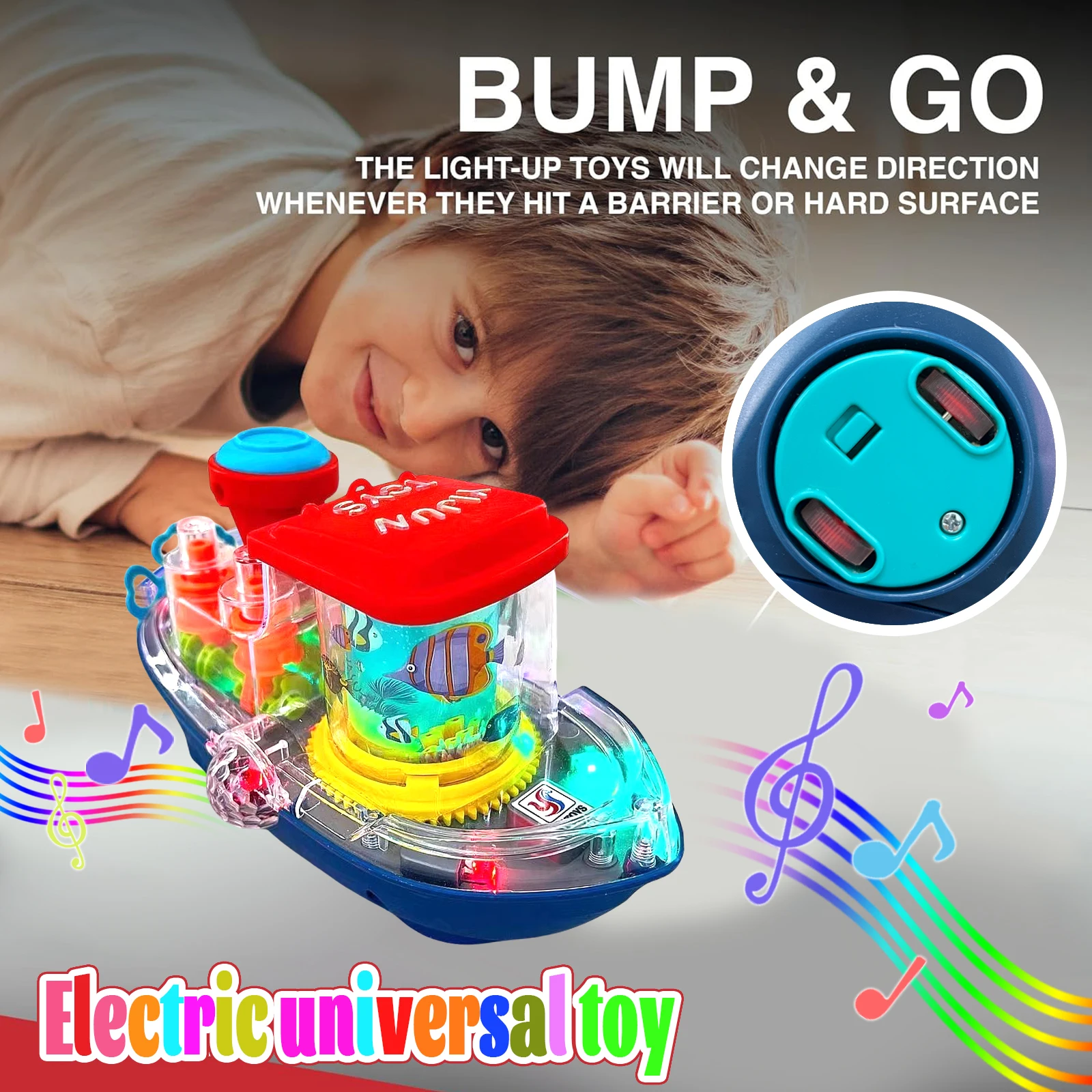 Electric Simulation Transparent Gear Rotating Cruise Ship Toy with Colorful Sound And Light Perfect Gift for Babies