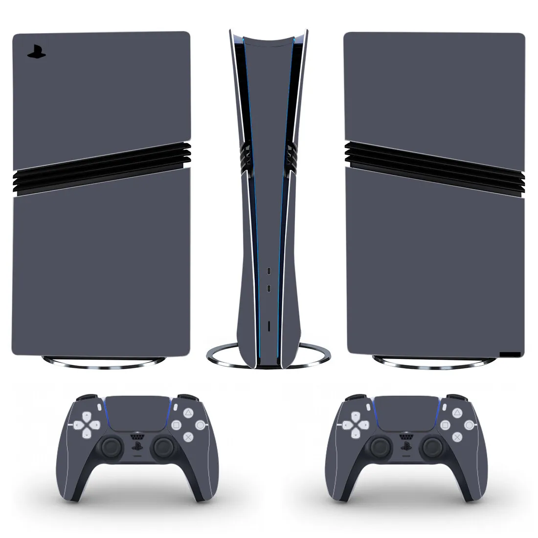 New Dark Grey Color PS5 Pro Digital Sticker Decal Cover for Console and 2 Controllers PS5 Pro Skin Vinyl