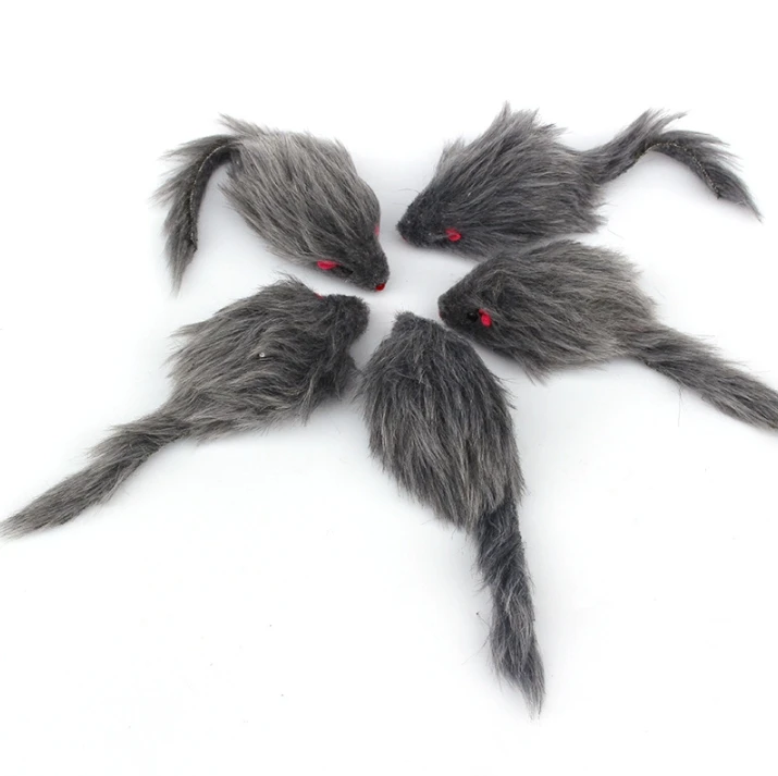 1Pcs False Mouse Cat Pet Toys 18 cm Cat Long-haired Tail Mice Mouse Toys Soft Rabbit Fur Furry Plush Cat Toy For Pet Cats Dogs