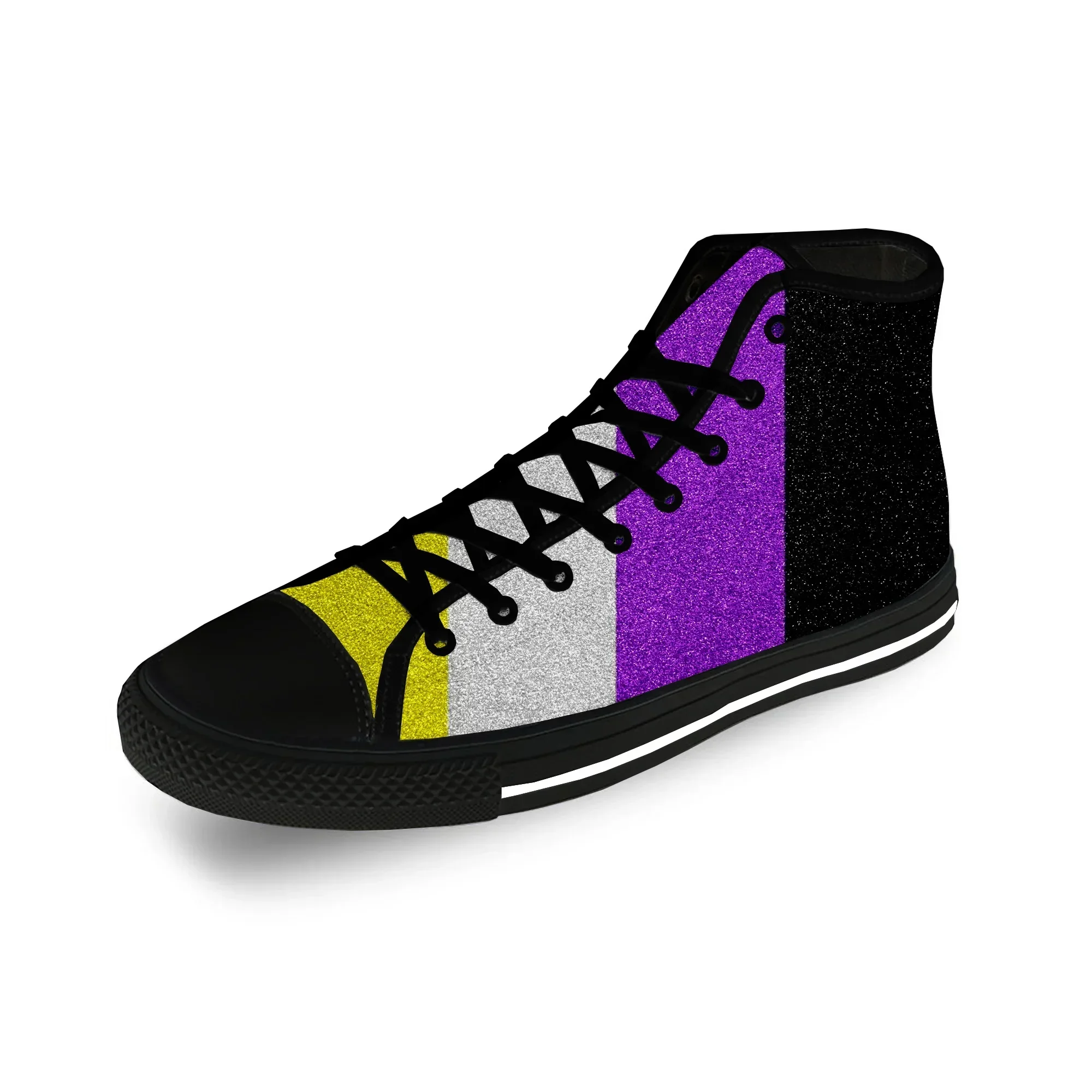 Non binary Flag Enby Pride Funny Casual Cloth Fashion 3D Print High Top Canvas Shoes Men Women Lightweight Breathable Sneakers