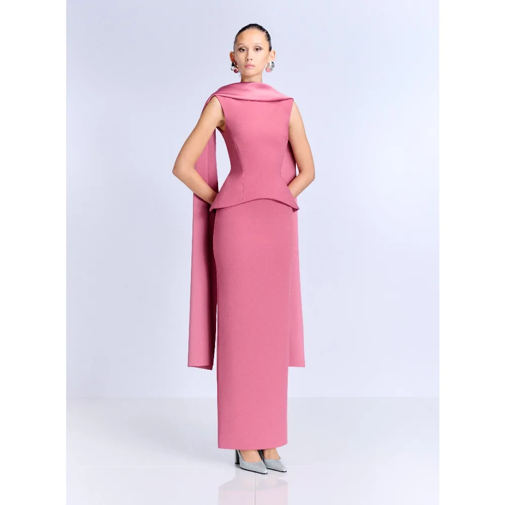 Robes de soirée fourreau personnalisées avec écharpe, robes de soirée formelles colonnes pour femmes, robes de soirée maxi formelles pour mariage et fête 2026
