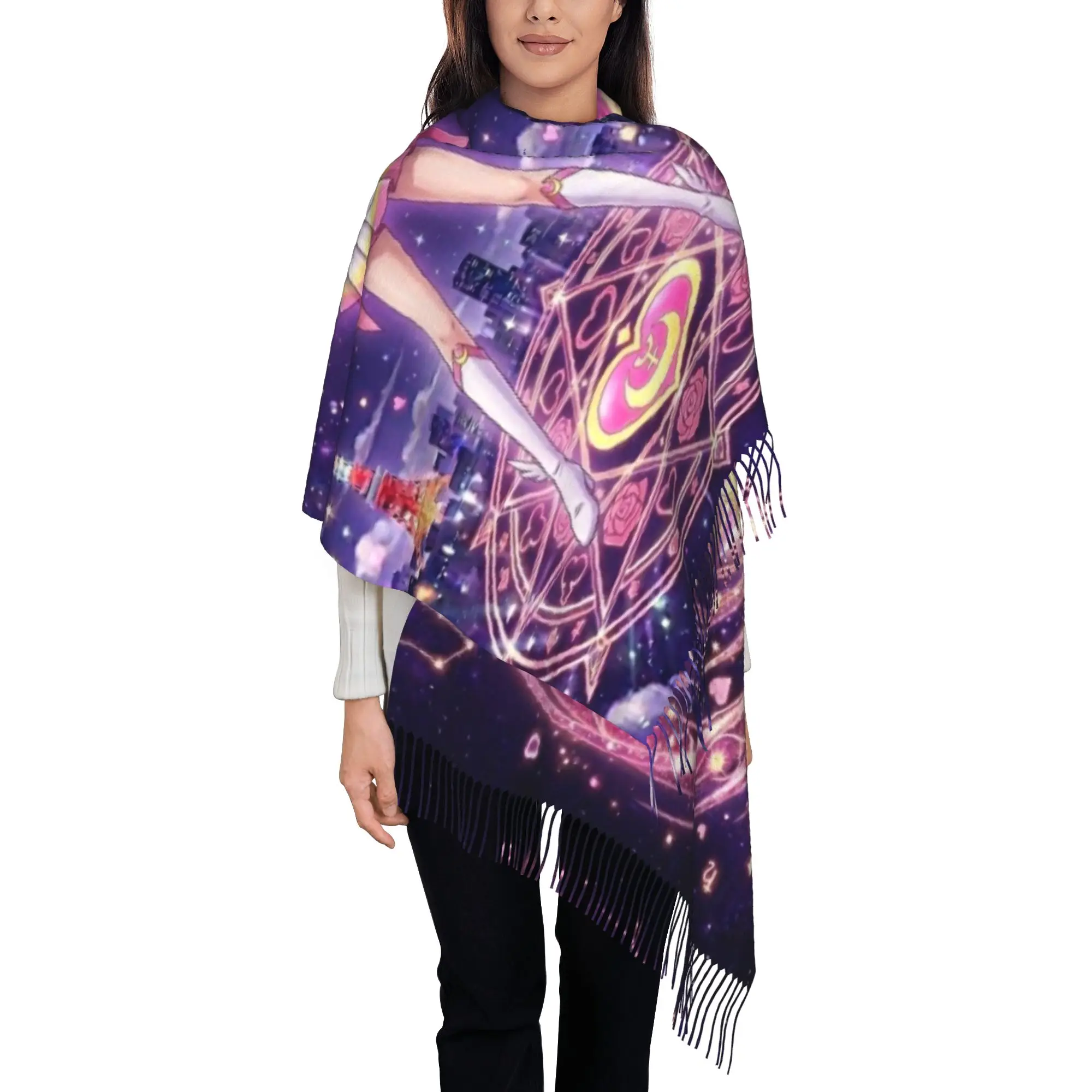 Sailor Chibi MoonTassel Scarf S-Sailor Moon In Winter Thick And Comfortable With Tassel Birthday Gift Hijab Stoles