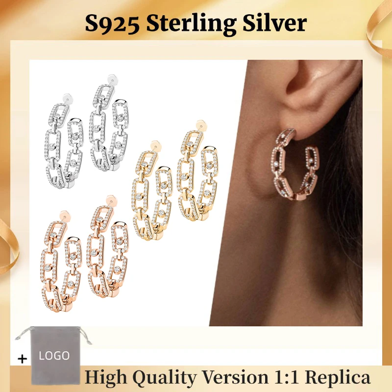 S925 Sterling Silver Luxury Diamond Earrings Official Website Earrings MOVE LINK Fashionable High Quality Christmas Gift