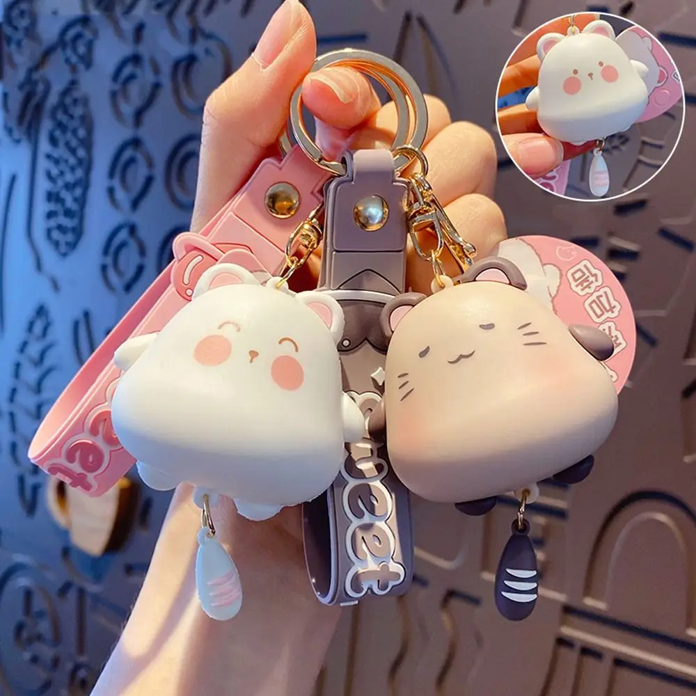 Fashion PVC Smiling Cat Pendant Cartoon Animal Hanging Ornament Couple Bag Pendant Backpack Key Chain Bag Accessories