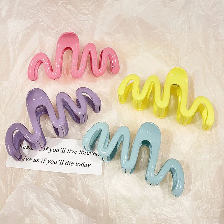 Colorful Jelly Wave Hair Claw Hairpin Girls Fashion Temperament Women's Korean Sweet Simple Irregular Elegant Headwear Gifts