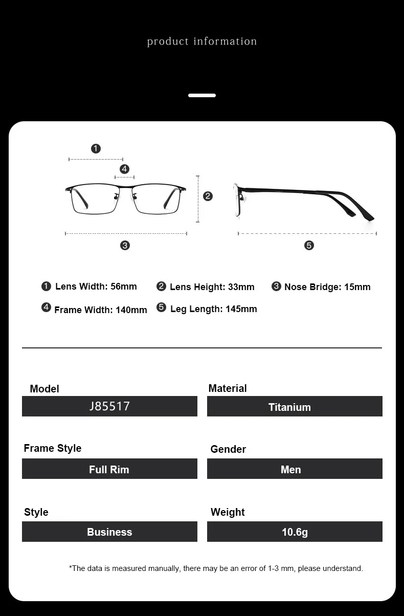 Ultraleichte Business-Brille aus Titanlegierung mit IP-Galvanisierung, Vollrand-Brillengestell für Herren, für Kurzsichtigkeit, Lesebrille, verschreibungspflichtige Brillen – Detail 9