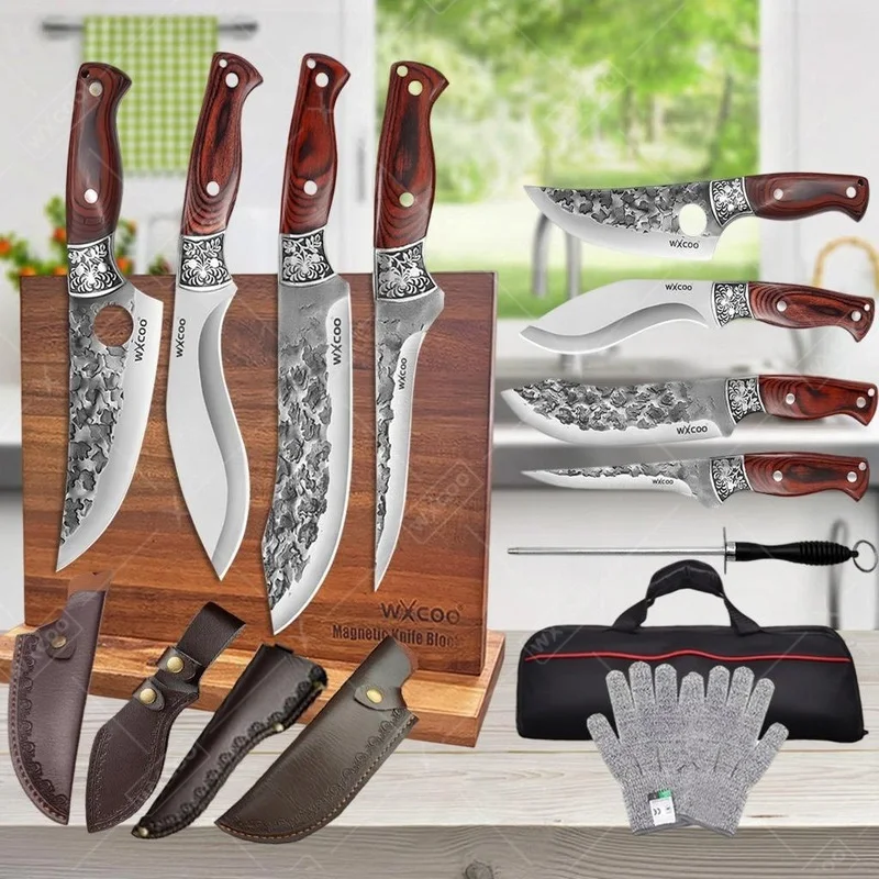WXCOO Boning Knife Handmade Kitchen Cutter Tools for Cooking Stainless Steel Wooden Handle Forged Butcher Knife Fillet Knife