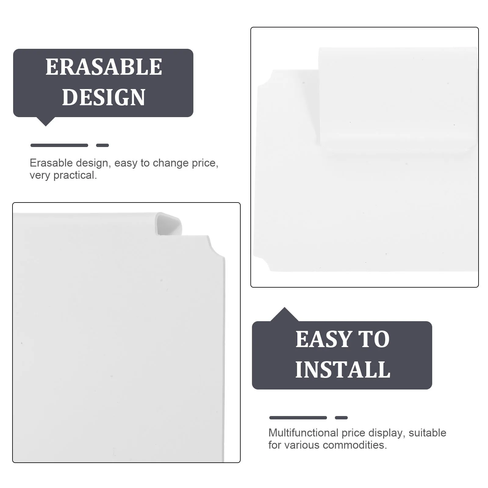 8pcs Label for Basket Display Holder Baskets Boxes PVC Material Square Matte White Storage Bin Clips Signs