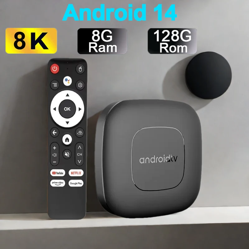 Android Smart Tv Box T1 Android14 AllwinnerH313 64G 128G ROM 8K 2.4G&5G Wifi BT5.0 Google Youtube Media Player Voice Set Top Box