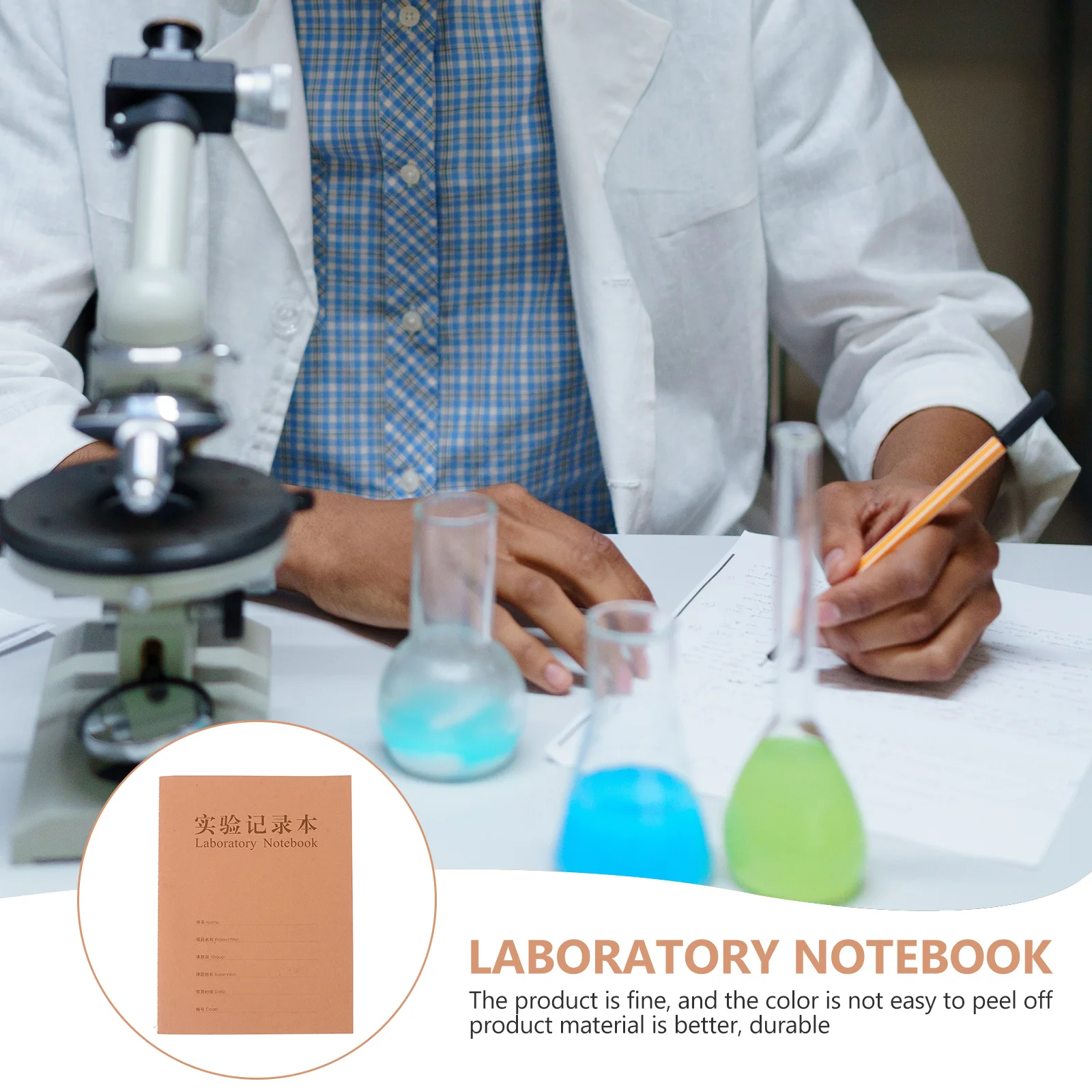 Cuaderno de laboratorio, Bloc de escritura de papel Kraft, Material Natural grueso resistente a la decoloración, libro de conteo seguro, química de investigación
