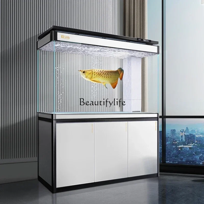 

Super White Large Aquarium Living Room Glass Aquarium Ecological Fish Globe Bottom Filter Medium and Large