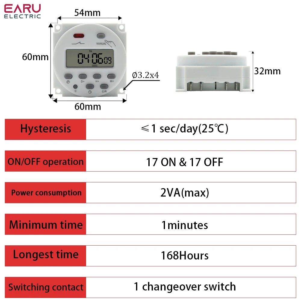 16A CN101 Timer 220V 110V 24V 12V CN101A Digital LCD Power Timer Programmable Time Switch Relay