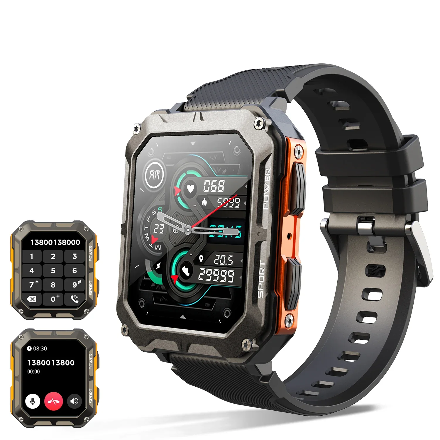 2024 C20 Pro smartwatch voice assistant BT wireless call business outdoor sports IP68 waterproof watch, suitable for Android iOS