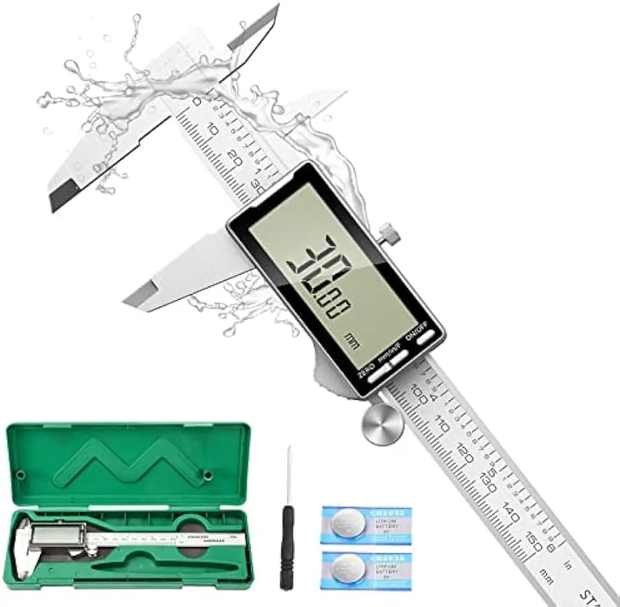 

Digital Caliper 12 Inch with Large LCD Screen, Inch/MM/Fraction Conversion 300mm Micrometer Caliper All Stainless Steel Diameter