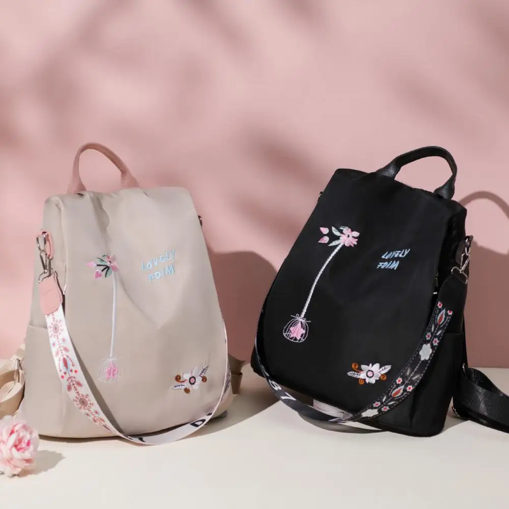 2023 Embroidery Backpack Waterproof Oxford Women Backpack Anti-theft School Bag Female Large Capacity Travel Shoulder Handbag