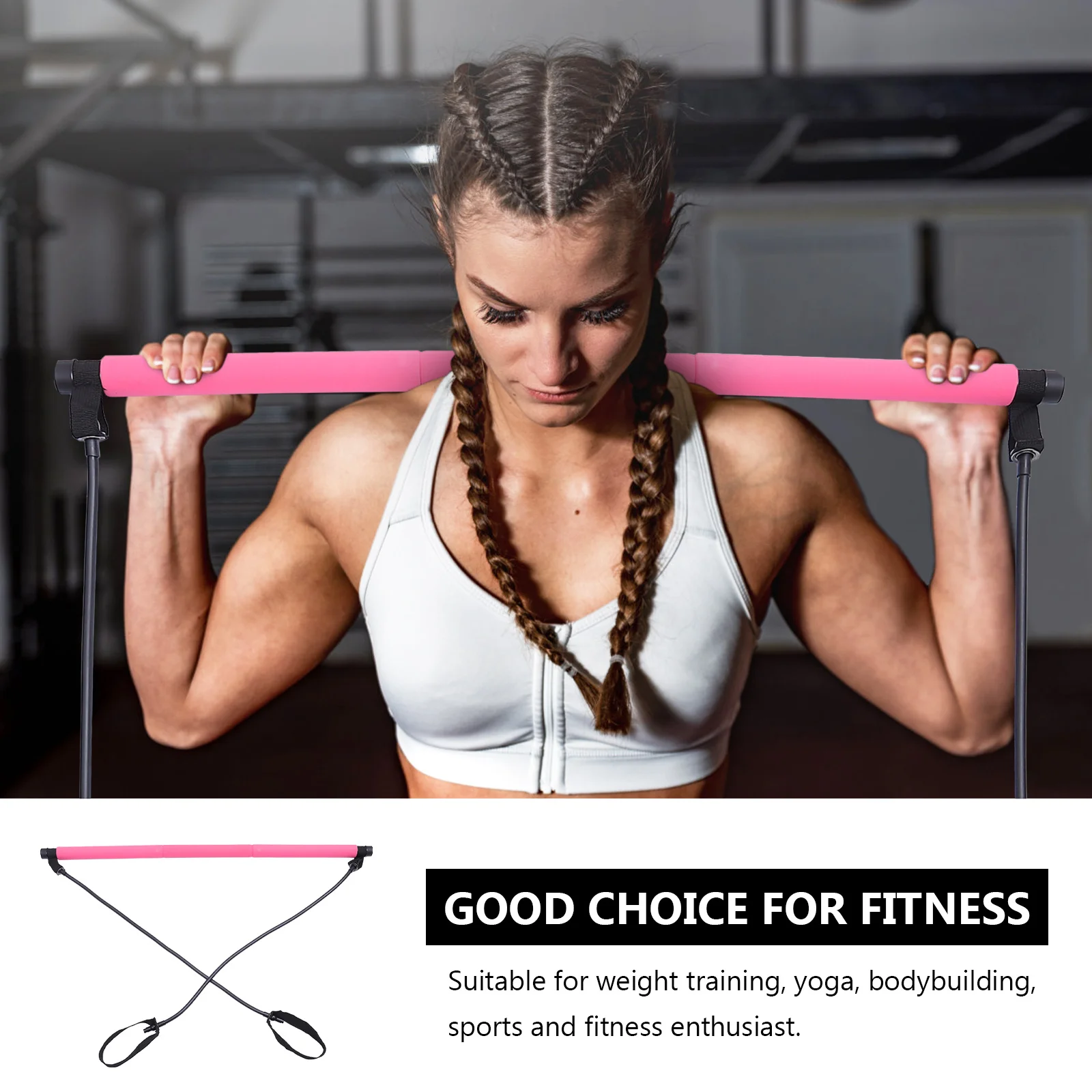 

1Pcs Pilates Pulling Rope Fitness Stick Lightweight Workout Bar Exercise Equipment for Yoga Training Muscle Building Body