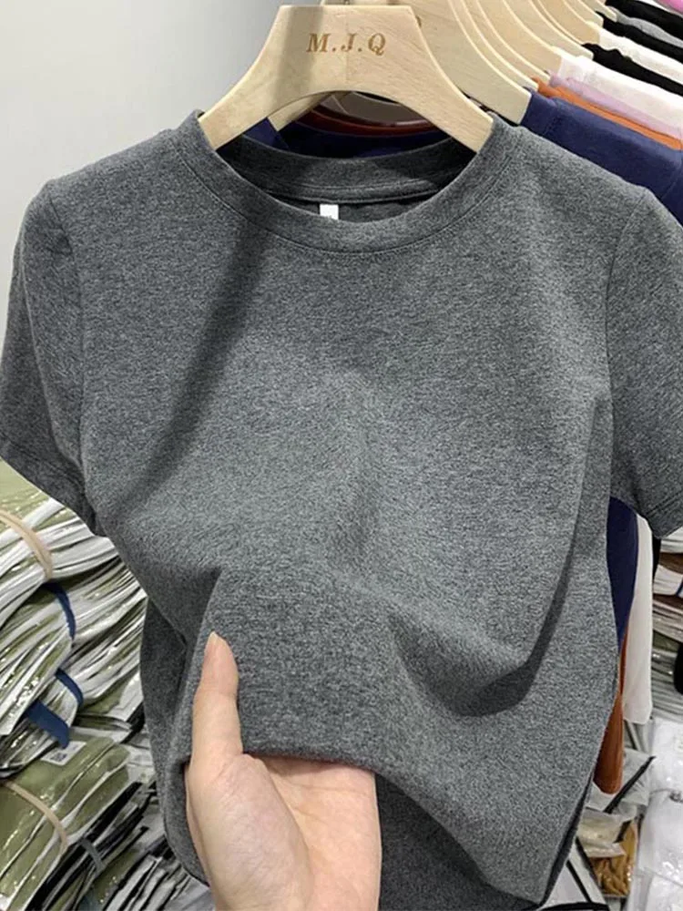Women T Shirt Girls T-Shirt Woman Clothes Tops Cotton Tshirt Female Short Sleeve Spring Tee Sexy Y2k Top White image 2