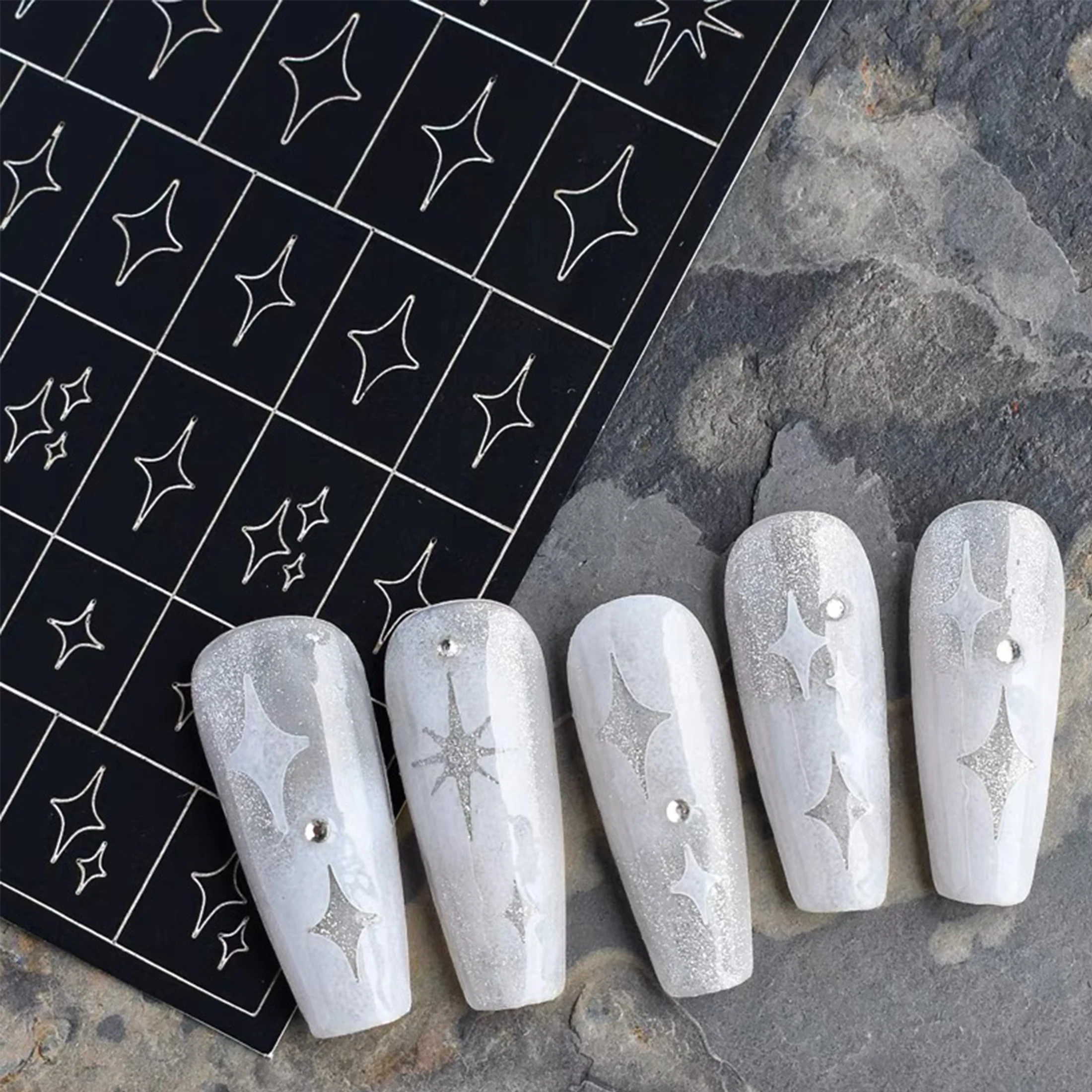 Hollow Out Nail Art Sticker Spray Painting Template Butterfly Love Heart Flower Nail Decal DIY Nail Decoration Press On Nails