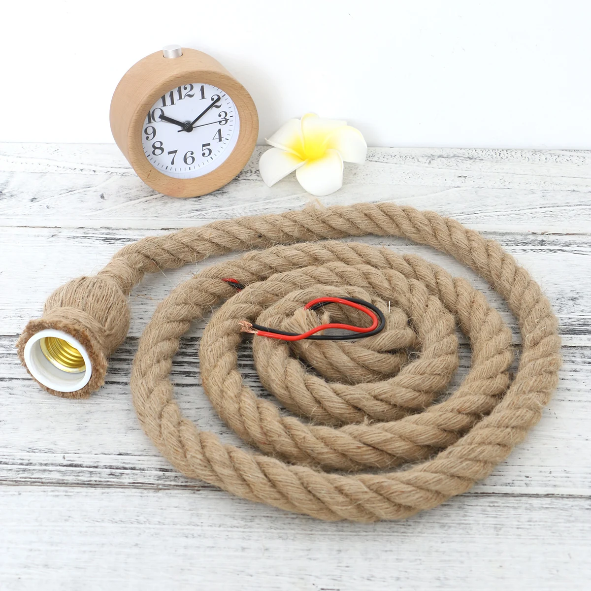 

Handmade Woven Hemp Rope Light 2M Single Bulb Connectors Rustic Retro Diy Village Style Pendant Lamp For Bar Cafe Decoration