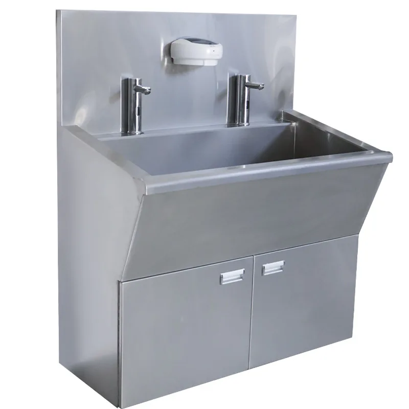 304 Stainless Steel Pool Clean Room Sink Hospital Operating Room Surgical Double Position Induction Faucet Wash Sink
