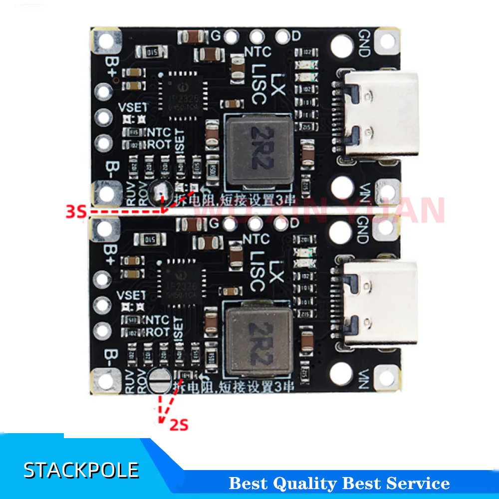 Type-C USB 2/3S BMS 15W 8.4V 12.6V 1.5A Lithium Battery Charging Boost Module With Balanced Support Fast Charge With Indicator