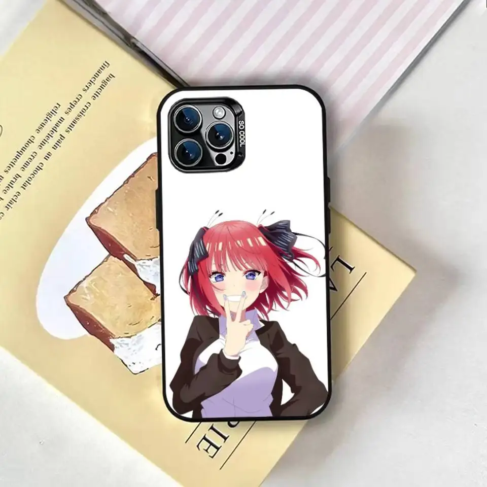Funda de anime N-Nino N-Nakano para iPhone 17,16,15,14,13,12,11 Plus,Pro Max,XS, plateada por dentro 3