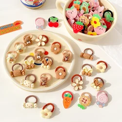 10/20 Pcs/Set Baby Girls Cute Cartoon Flower Bow Scrunchies Rubber Bands Children Elastic Hair Bands Kids Hair Accessories