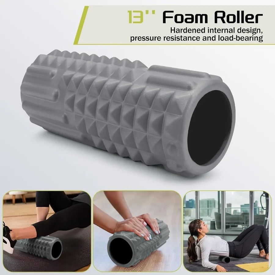 5-in-1 Foam Roller Set Massage Roller Stick Massage Ball Resistance Band for Deep Muscle Massage Trigger Point Release Pilates