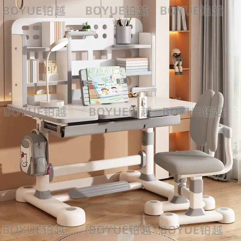 Adjustable Kids Study Desk and Chair Set Ergonomic Writing Table for Primary School Students Height Adjustable Learning view 6