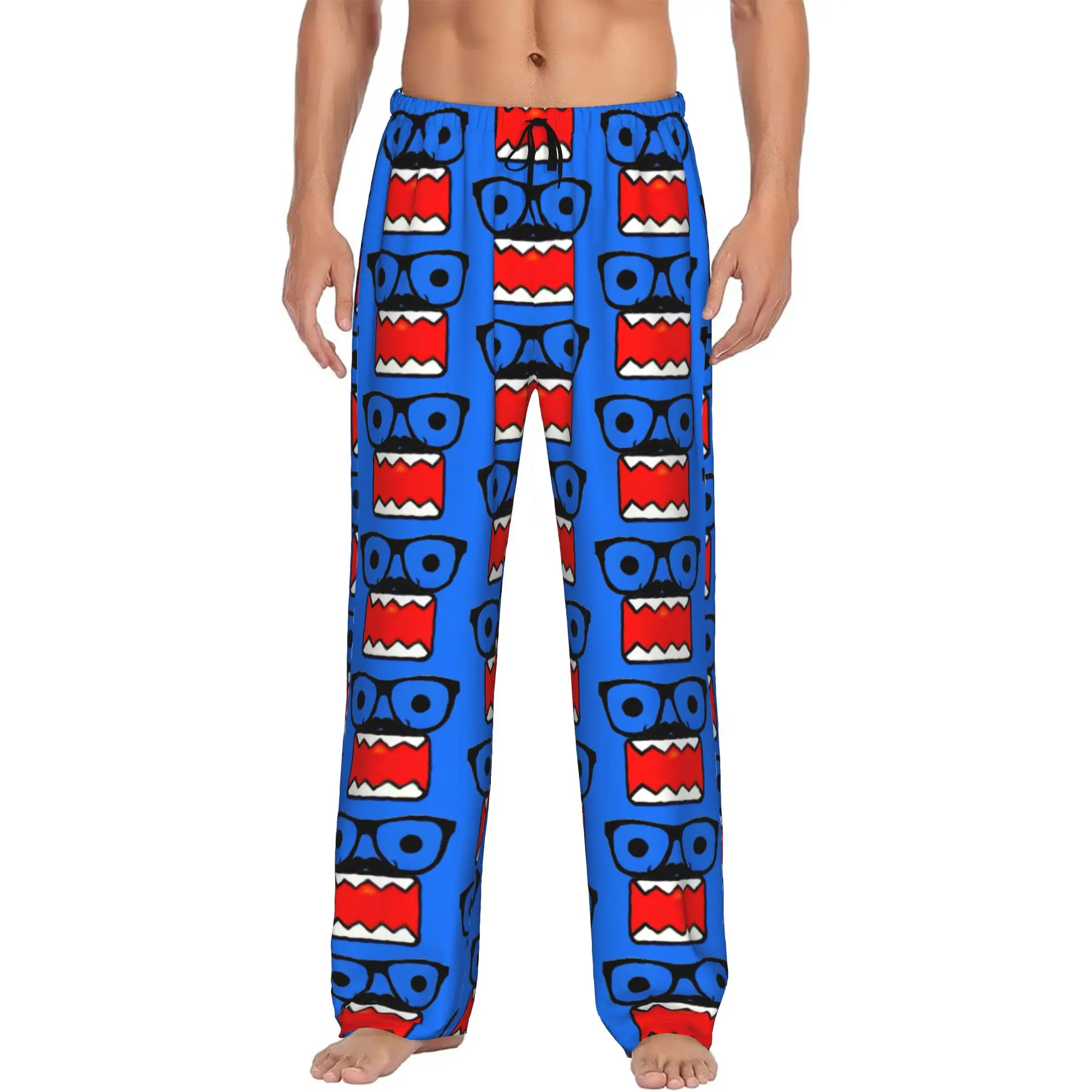 Custom Domoes Manga Kun Pajama Pants Sleepwear for Men Elastic Waistband Cartoon Sleep Lounge Bottoms with Pockets