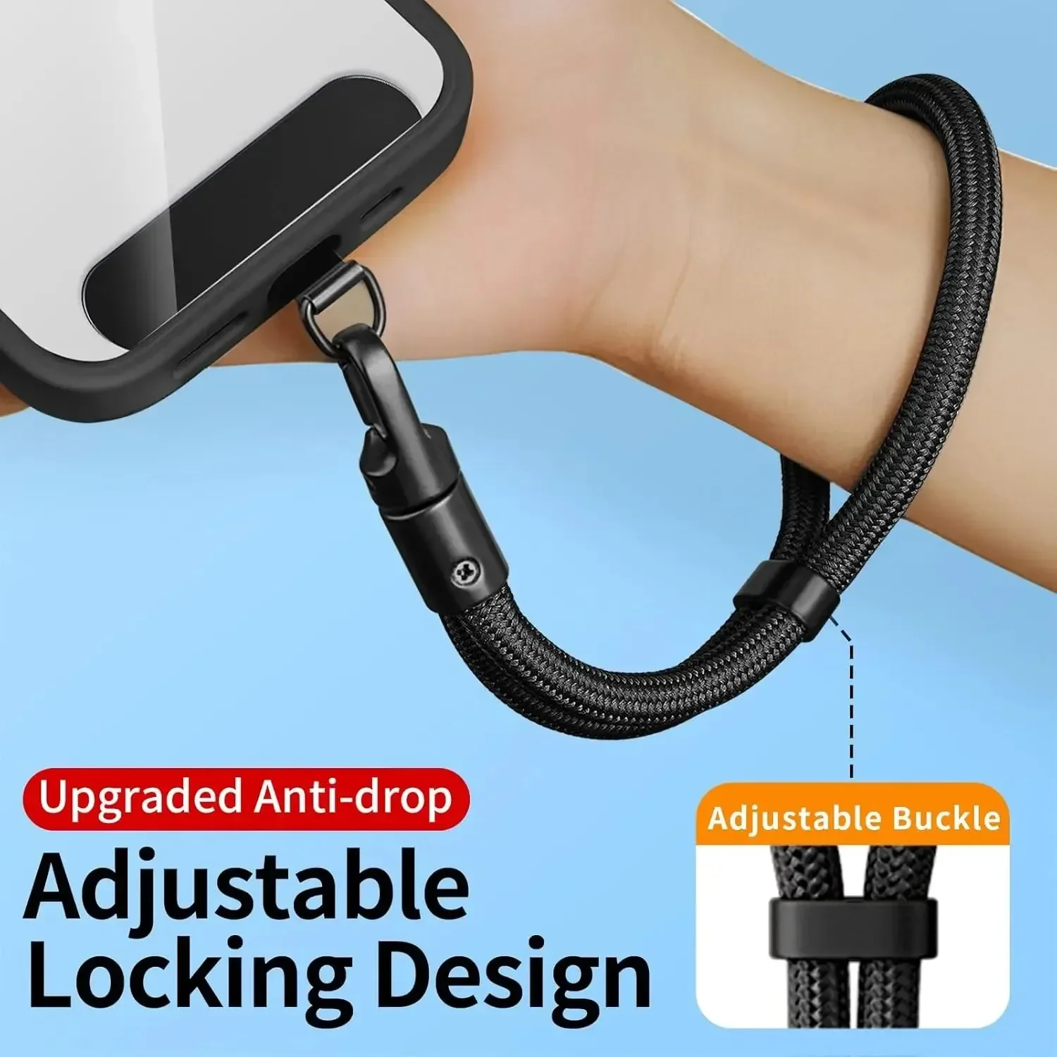 

Universal Adjustable Mobile Phone Lanyard Short Wrist Strap with Self-locking Anti-drop Design Durable Polyester Phone Strap