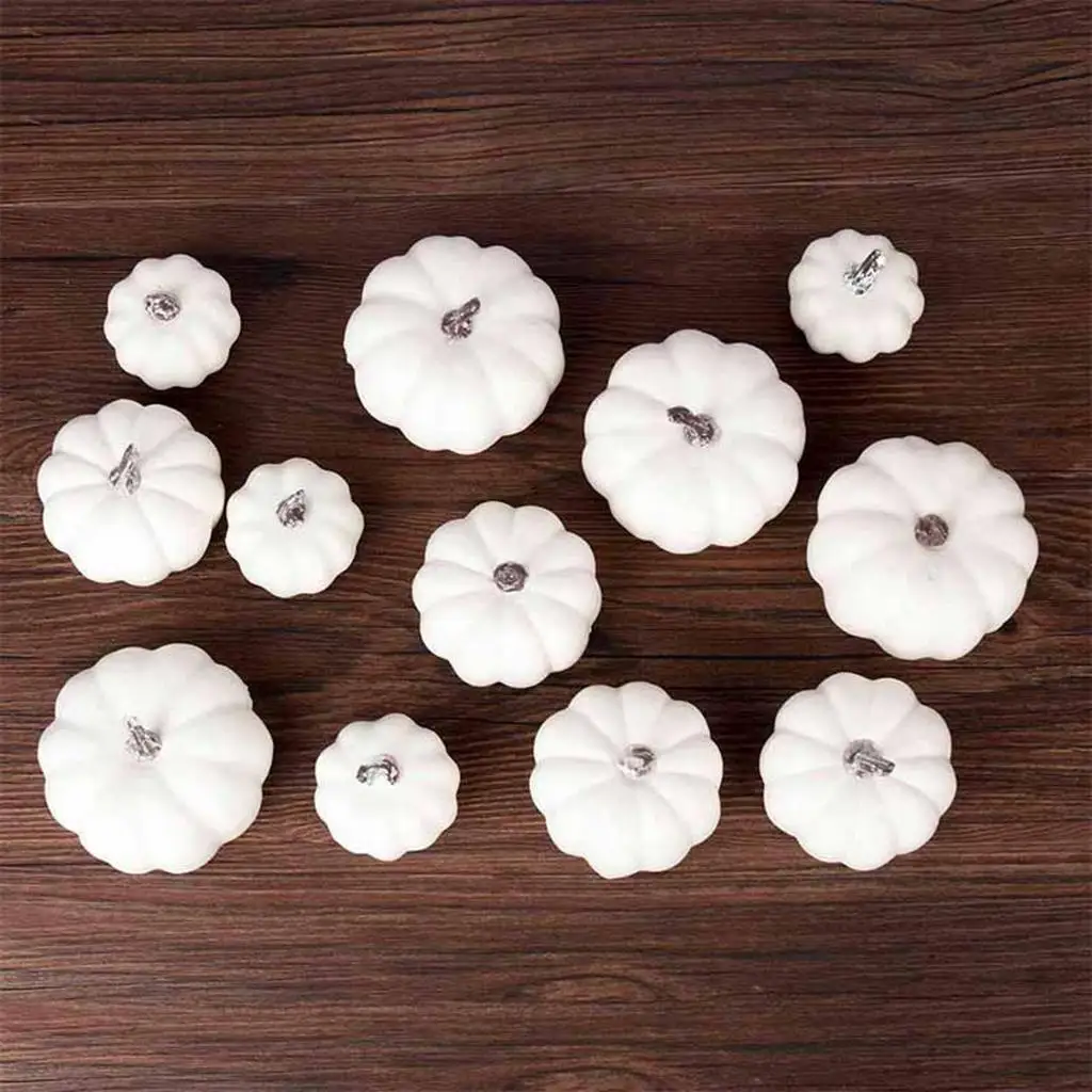 Artificial White Pumpkin Mini Vegetable Ornament Foam DIY Craft for Halloween Thanksgiving Christmas Party Supplies