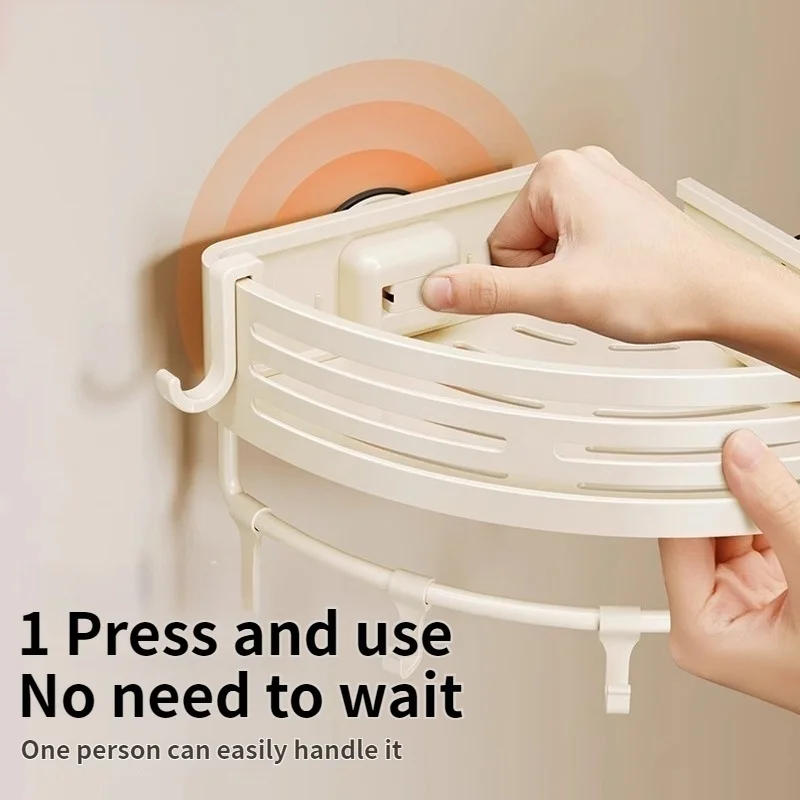 

No-Drill Suction Cup bathroom corner wall mounted triangular basket bathroom toilet Kitchen storage rack