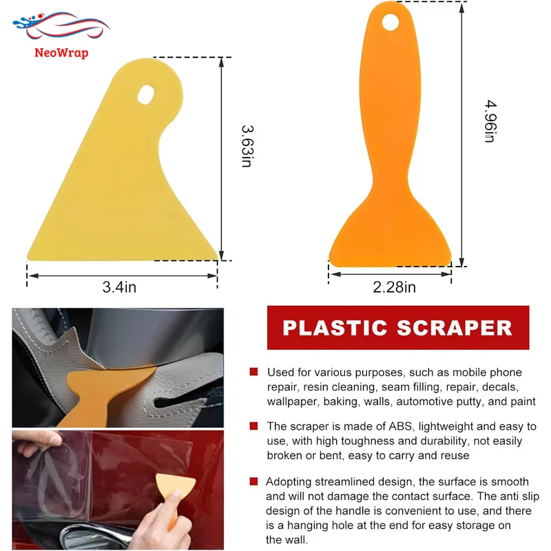 Auto Film Wrapping Tool Kit Fenster Tönung Werkzeuge Vinyl Wrap Filz Rakel Wrap Stick Vinyl Cutter Utility Messer Kunststoff Schaber – Detail 2
