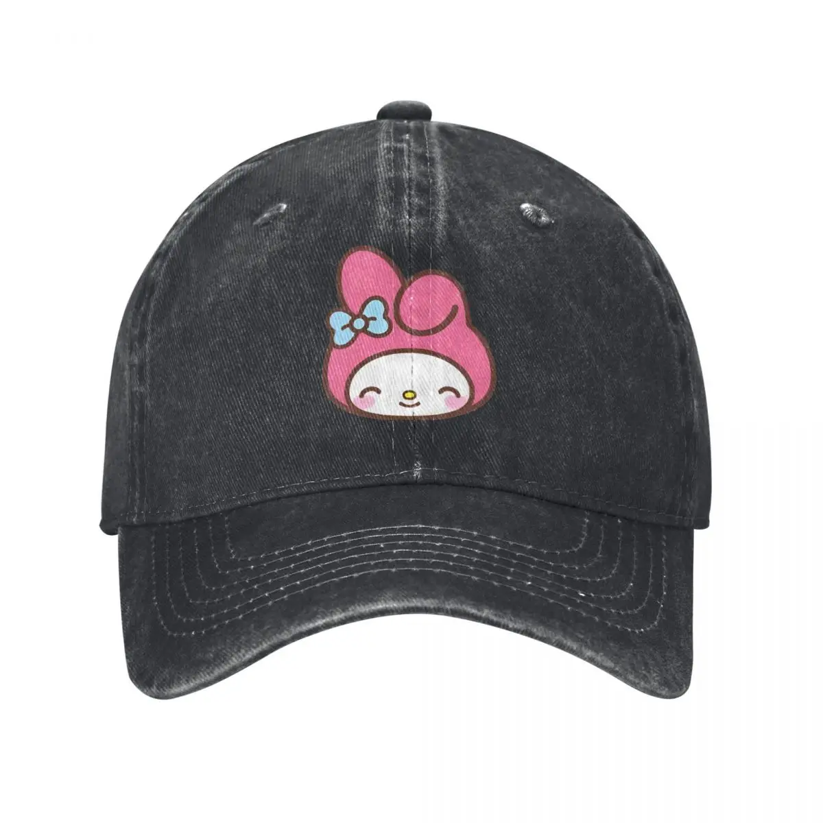 Smile My Melody Cute Cartoon Unisex Baseball Caps Japanese Anime My Melo Distressed Washed Caps Hat Classic Outdoor Snapback Cap