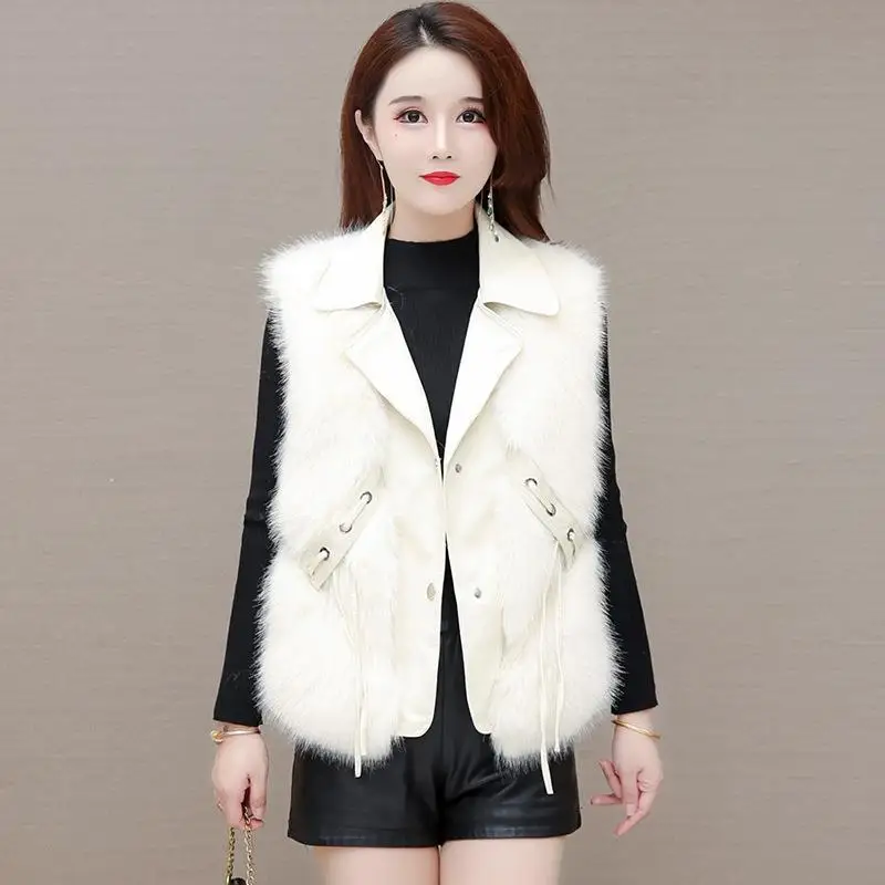 Stylish Faux Fur Vest for Women Short Slimming Coat with Waistcoat Design Spring Autumn Wearable Top for Outdoor​