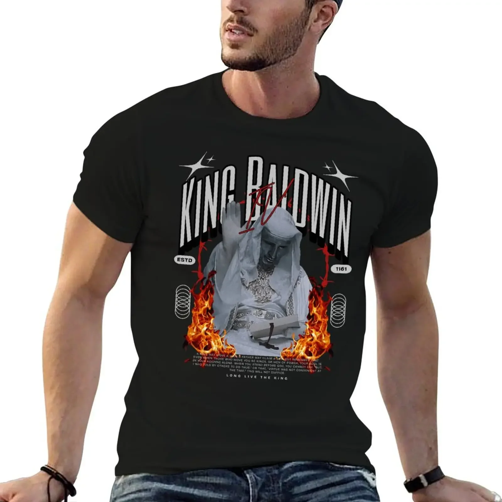 King Baldwin T-Shirt plus sizes summer tops Aesthetic clothing luxury clothes men