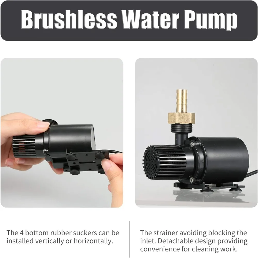 Durable Black Submersible Water Pump Low Noise High Performance DC Water Pump Stable Install Micro Brushless Pond Pump