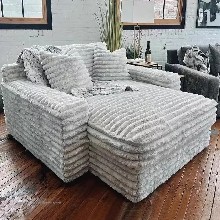 Nordic Cloud Lazy Sofa Thick Corduroy Texture Extra Wide Seat Depth Design Vacuum Compressed Packaging A Must-Have for Home