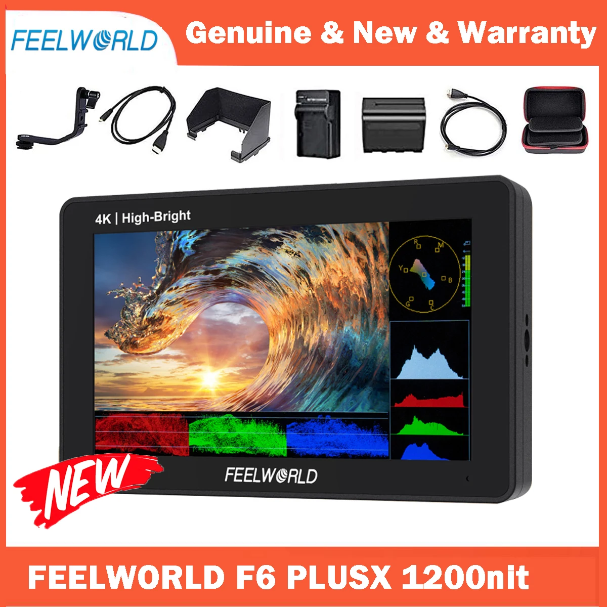 FEELWORLD F6 PLUS X 5.5 Inch On-camera DSLR Field Monitor 1200nit Touch Screen Monitor 3D LUT 1920x1080 4K HDMI F6 PLUS Upgraded