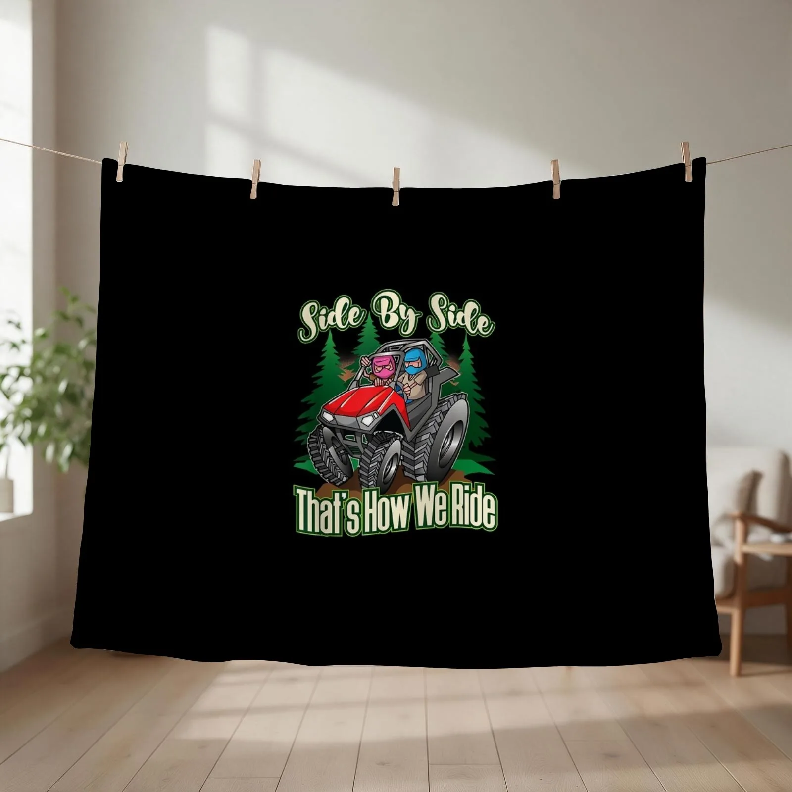 Side By Side AV Four Wheeler Off Road Riding Throw Blanket couch cozy soft plush fuzzy picnic outdoor blanket