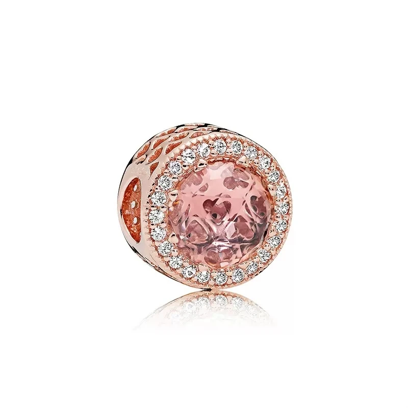 Rosévergoldetes rosa Gänseblümchen, Unendlichkeitsherz, Kirschblüten-Anhänger, passend für Original-Pandora-Armbänder aus 925er-Silber, DIY-Schmuck