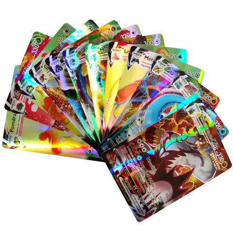 फ्रेंच संस्करण पोकेमॉन कार्ड VMAX V EX GX मेगा कार्टे संग्रह बैटल ट्रेनर बच्चों के क्रिसमस खिलौने उपहार 8 best sales पोकेमॉन मेटल - №6