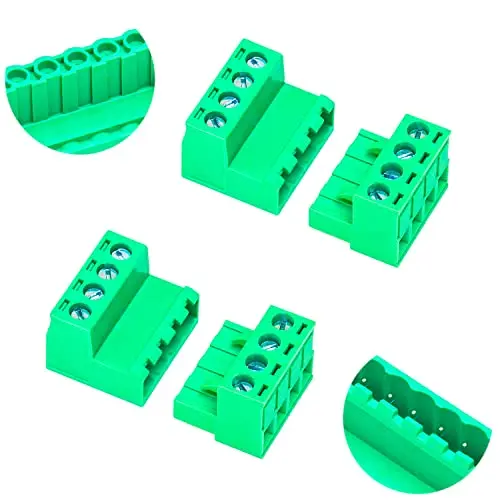 

5.08mm Male & Female 4 Pin Phoenix Connector No Soldering Green PCB Screw Terminal Block Connector (2Sets 5.08MF-4Pin)