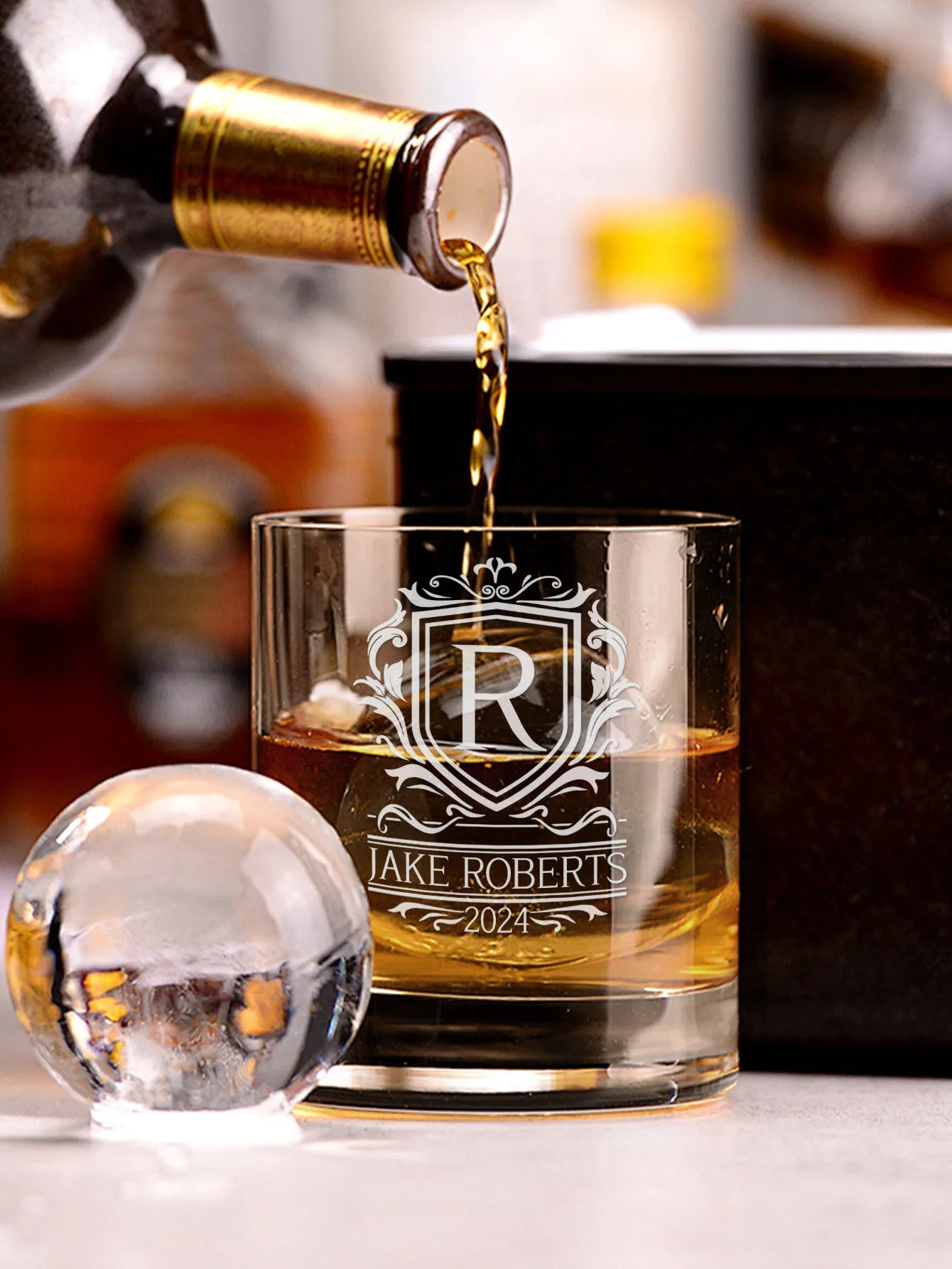 Custom Name Whiskey Glass Personalized Tumbler Engraved Gift For Him Her Dad Husband Anniversary Valentine Birthday Father Day